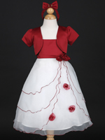 Apple Red Holiday Girl Dress With Bolero