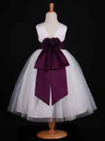 F07 White V Back Neckline Tulle Dress