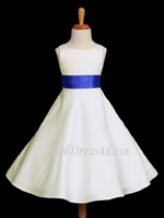 Ivory Matte Satin A Line Flower Girl Dress