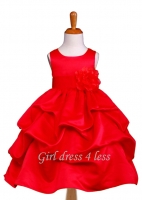 F11 True Red Full Satin Pick-Up Flower Girl Dress