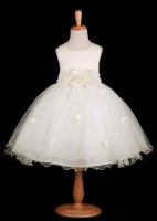 Ivory Flower Petals Dress With Ruffled Hem