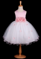 Pink Flower Petals Dress With Ruffled Hem