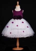 Plum Flower Petals Dress With Ruffled Hem